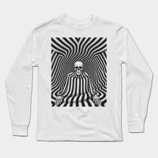 Op Art Reaper Death Mortality Optical Illusion Grim Reaper Long Sleeve T-Shirt